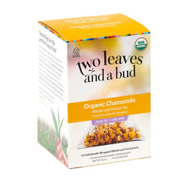 Two Leaves and a Bud Organic Chamomile Herbal Tea Bags, Naturally Caffeine Free, Whole Leaf Chamomile Tea in Compostable Sachets, 15 Count (Pack of 1)