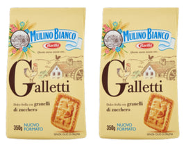 Mulino Bianco: "Galletti" shortbread with sugar granules - 12.3 Oz (350g) Pack of 2 [ Italian Import ]